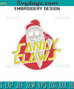 Jack Skellington Sandy Claws Embroidery Design File, Jack Christmas Embroidery Design File