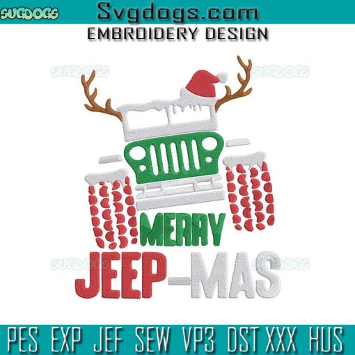 Santa Merry Jeep Mas Embroidery Design File, Jeep Reindeer Santa Hat Christmas Embroidery Design File