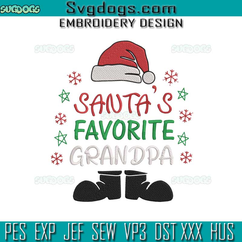 Santa's Favorite Grandpa Christmas Embroidery Design File, Grandpa Christmas Embroidery Design File