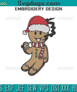 Smoking Gingerbread Man Embroidery Design File, Smoking Weed Embroidery Design File