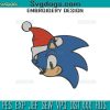 Sonic Christmas Embroidery Design File, Sonic Santa Hat Embroidery Design File