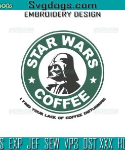 Star Wars Coffee Embroidery Design File, Storm Trooper Coffee Embroidery Design File