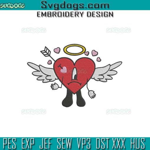 Un San Valentin Sin Ti Embroidery Design File, Bad Bunny Cupid Embroidery Design File, Valentines Benito Embroidery Design File