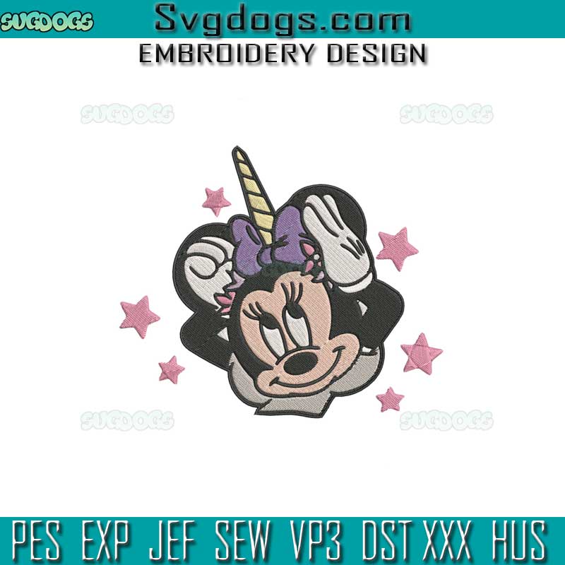 Unicorn Minnie Embroidery Design File, Unicorn Mouse Embroidery Design File
