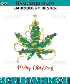 Weed Christmas Tree Embroidery Design File, Winter Cannabis Embroidery Design File