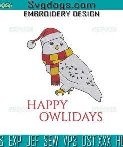 Wizard Funny Owl Christmas Embroidery Design File, Happy Owlidays Embroidery Design File