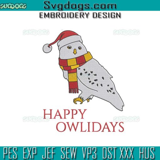 Wizard Funny Owl Christmas Embroidery Design File, Happy Owlidays Embroidery Design File