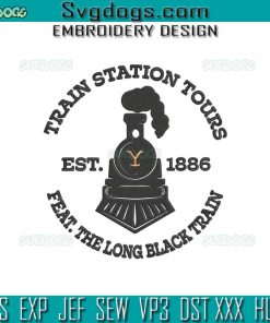 Yellowstone Train Station Tour Embroidery Design File, Feat The Long Black Train Embroidery Design File