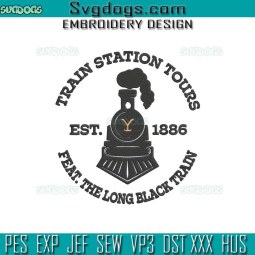 Yellowstone Train Station Tour Embroidery Design File, Feat The Long Black Train Embroidery Design File