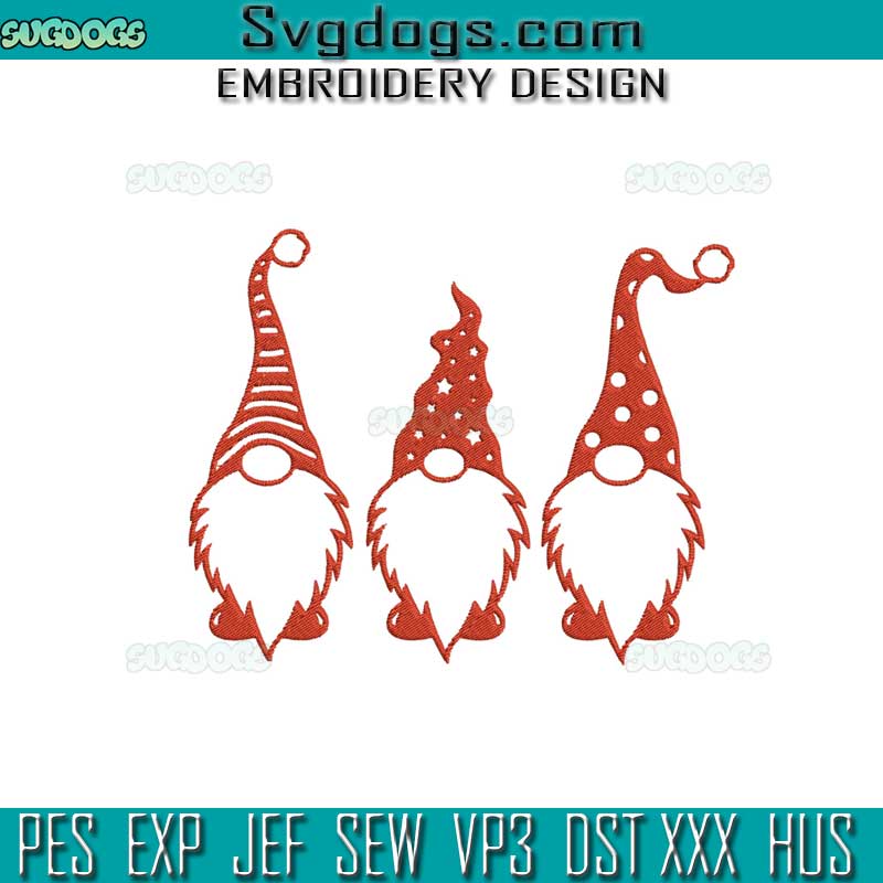 Christmas Gnomes Embroidery Design File, Santa Gnome Embroidery Design File