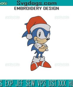 Sonic Christmas Embroidery Design File, Sonic Santa Hat Embroidery Design File