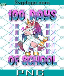 Unicorn 100 Days Smarter 100th Day PNG, 100 Days Of School PNG
