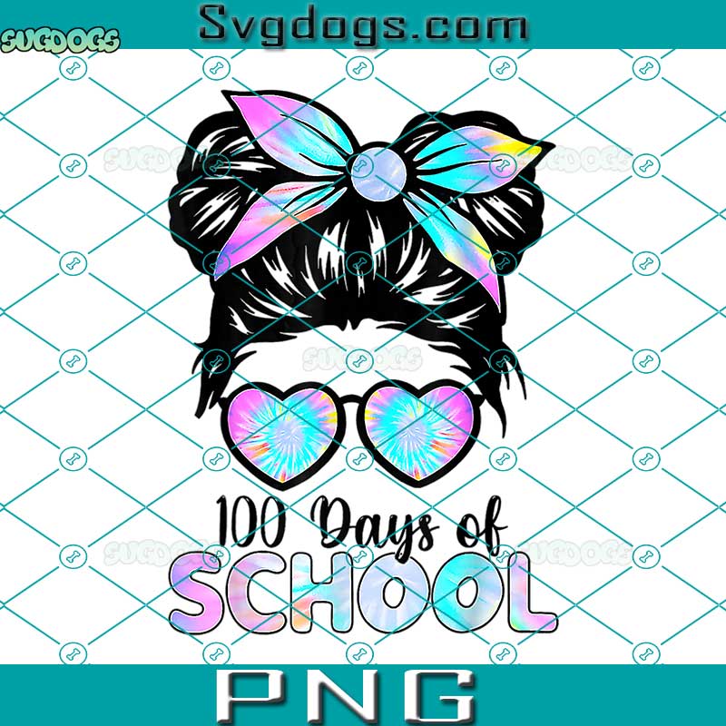 100 Days Smarter Girls Messy Bun Hair 100th Day Of School PNG, 100th Day Of School PNG