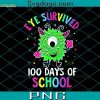 Eye Survived 100 Days Of School PNG, Green Funny Monster PNG, School PNG