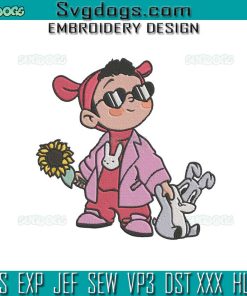 Baby Bad Bunny Easter Embroidery Design File, Bunny Easter Embroidery Design File
