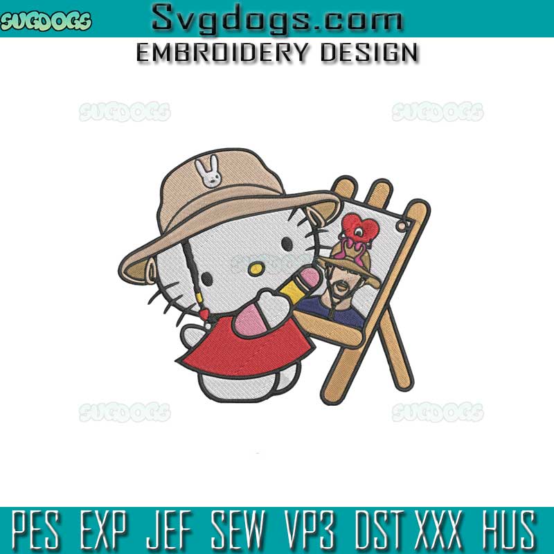 Hello Kitty Valentine Embroidery Design File, Bad Bunny Valentine Embroidery Design File