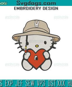 Hello Kitty Benito Valentine Embroidery Design File, Bad Bunny Valentine Embroidery Design File