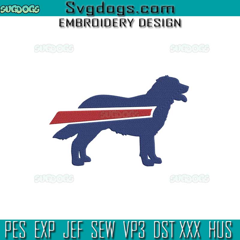 Buffalo Football Golden Retriever Embroidery Design File, Buffalo Bills Dogs Embroidery Design File