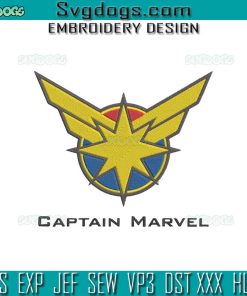 Captain Marvel Embroidery Design File, Superhero Embroidery Design File