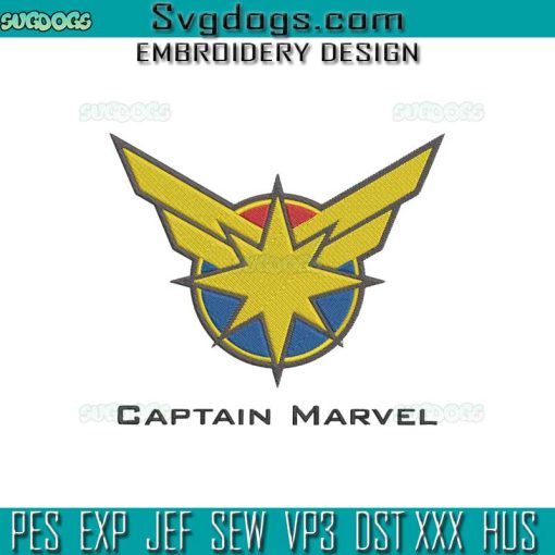Captain Marvel Embroidery Design File, Superhero Embroidery Design File