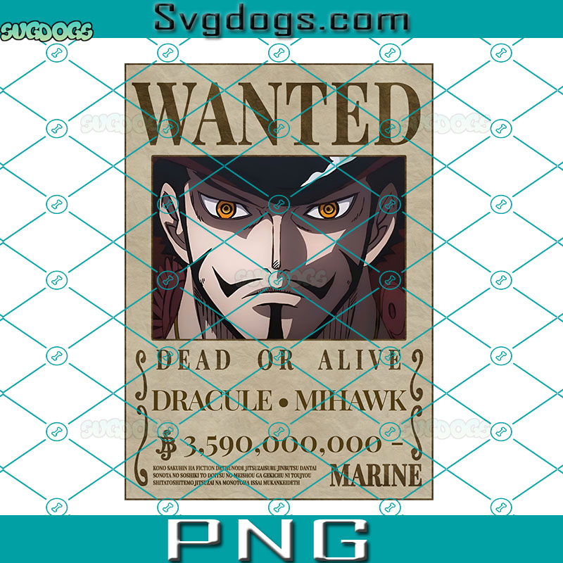 Dracule Mihawk Wanted PNG, One Piece PNG, Mihawk PNG