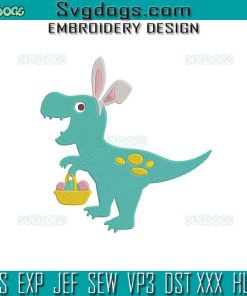 Easter Bunny Dinosaur Embroidery Design File, Happy Easter Embroidery Design File