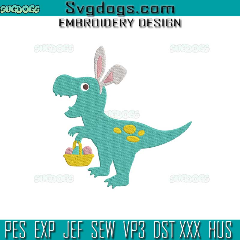 Easter Bunny Dinosaur Embroidery Design File, Happy Easter Embroidery Design File