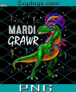 Mardi Grawr Dinosaur PNG, Mardi Gras Bead Costume PNG, T-Rex Mardi Gras PNG