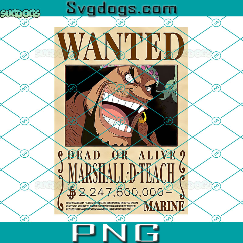 Marshall D Teach Wanted PNG, Marshall D Teach PNG, Black Beard PNG, One Piece PNG