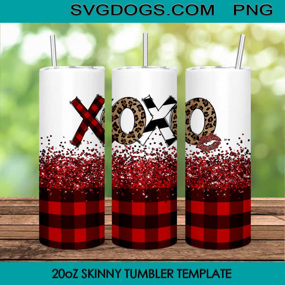 Xoxo 20oz Skinny Tumbler Template PNG, Valentine's Day Tumbler Template PNG File Digital Download