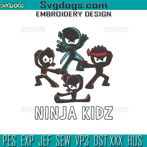 Ninja Kidz Embroidery Design File, Kids Boy Ninja For TV Kidz Embroidery Design File