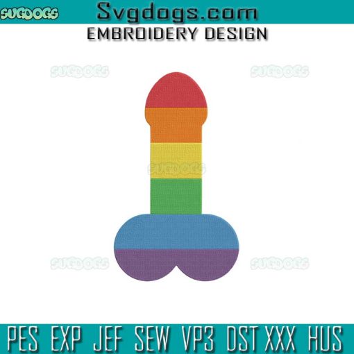 Penis Rainbow Flag Embroidery Design File, Penis Embroidery Design File