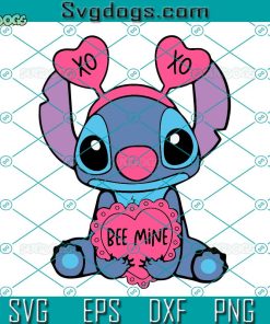Stitch Bee Mine Valentine SVG, Happy Valentine's Day SVG, Stitch Valentine SVG PNG DXF EPS