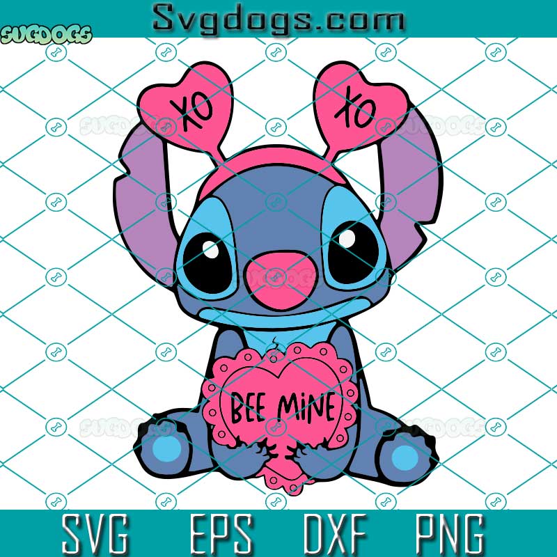 Stitch Bee Mine Valentine SVG, Happy Valentine's Day SVG, Stitch Valentine SVG PNG DXF EPS
