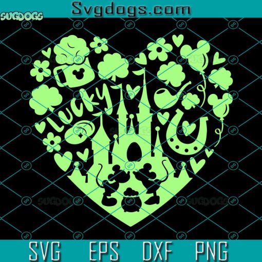 Lucky Heart Mouse Castle SVG, St Patrick’s Day SVG, Mickey Patrick’s Day SVG PNG DXF EPS
