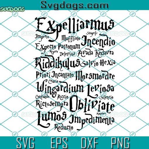 Harry Potter Magic Spell Words Art SVG, Magical Spell Words SVG, Magic School SVG, Expecto Patronum SVG PNG DXF EPS