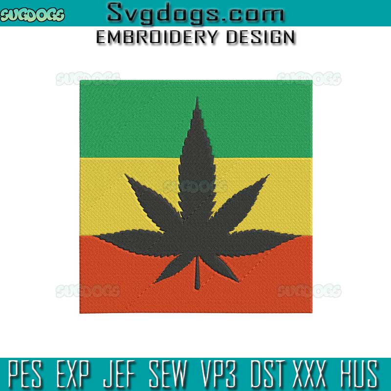 Weed Flag Embroidery Design File, Cannabis Embroidery Design File