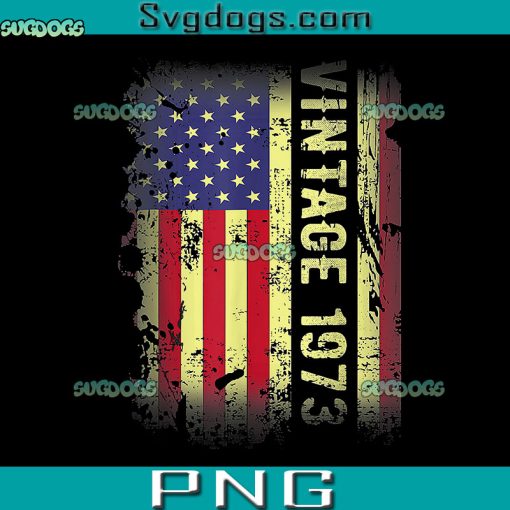 Vintage 1973 PNG, 50 Year Old PNG, American Flag 50th Birthday PNG