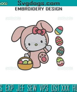 Hello Kitty Happy Easter Embroidery Design, Kitty Cat Embroidery Design