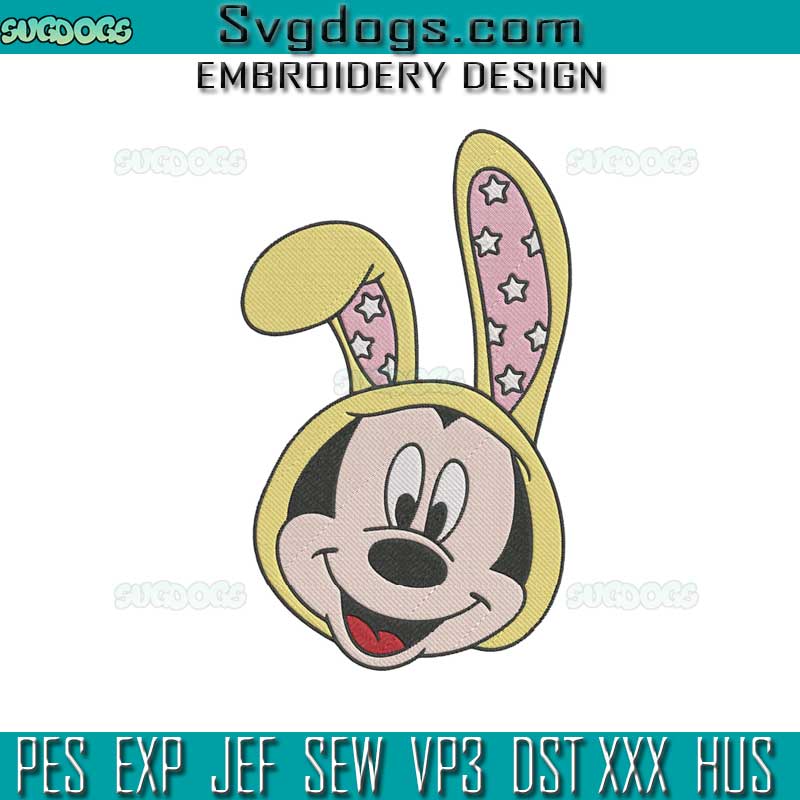 Easter Bunny Mickey Embroidery Design, Mickey Happy Easter Embroidery Design