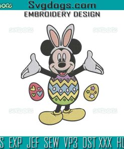 Mickey Easter Egg Embroidery Design, Happy Easter Mickey Mouse Embroidery Design
