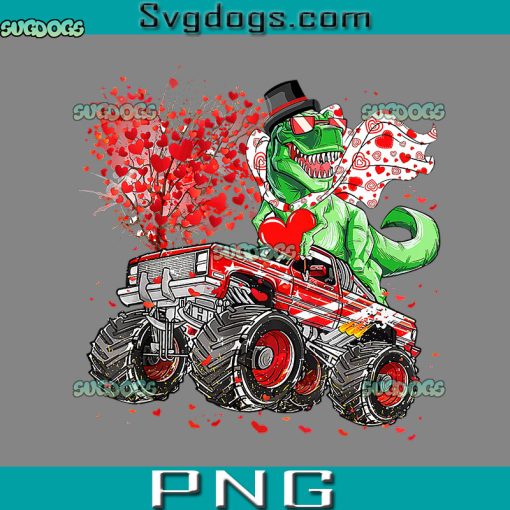 Valentine Dinosaur PNG, Dinosaur Monster Truck T Rex Valentines PNG, Truck Valentines Day PNG