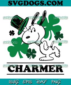 Peanuts Lucky Charmer SVG, Snoopy Peanuts St Patricks Day SVG, Snoopy Shamrock SVG PNG EPS DXF