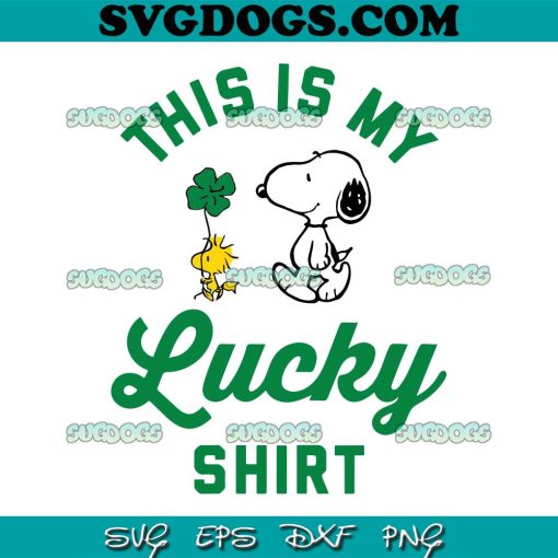 Snoopy This Is My Lucky Shirt SVG, Peanuts Snoopy St Patrick’s Day SVG, Snoopy Shamrock SVG PNG EPS DXF