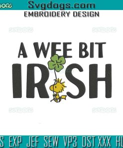 Peanuts A Wee Bit Irish Embroidery Design, Snoopy Woodstock St Patricks Day Embroidery Design
