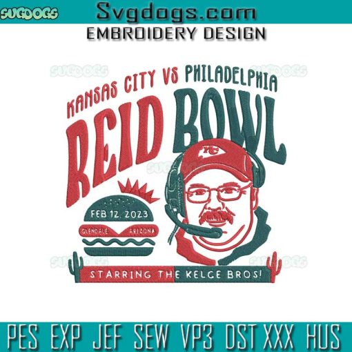 Reid Bowl Embroidery Design File, Chiefs vs Eagles Embroidery Design File