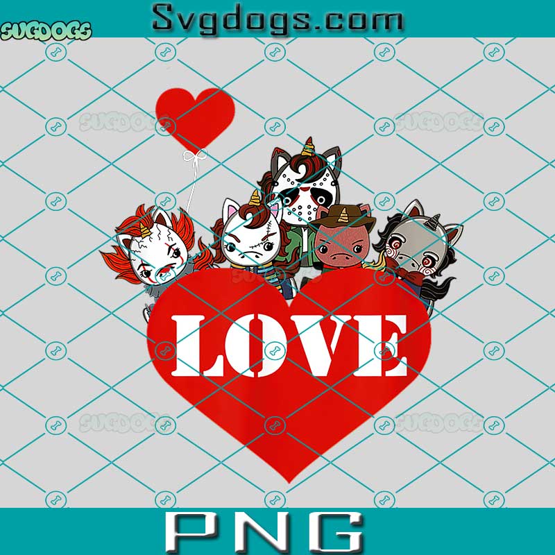 Valentine's Day Horror Movies PNG, Unicorn Love PNG, XOXO PNG, Valentine PNG