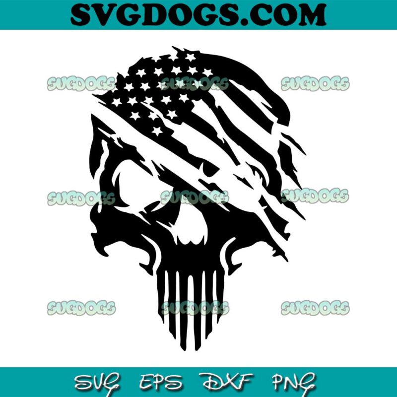 Army Veteran American Flag Skull Svg #1