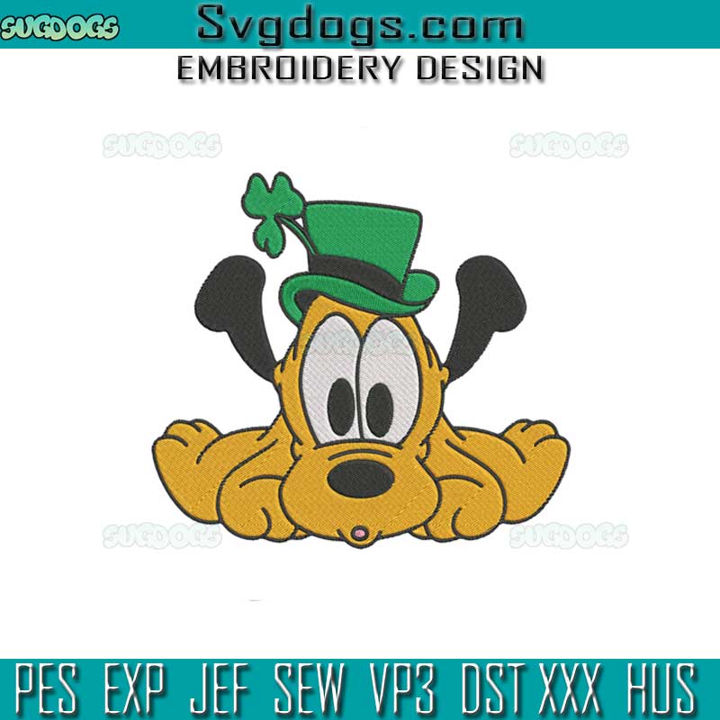 St Patricks Day Pluto Hat Embroidery Design, Pluto Saint Patrick Day Embroidery Design