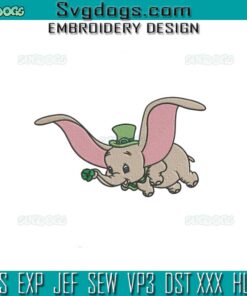 Dumbo St Patricks Embroidery Design, Dumbo Elephant Embroidery Design